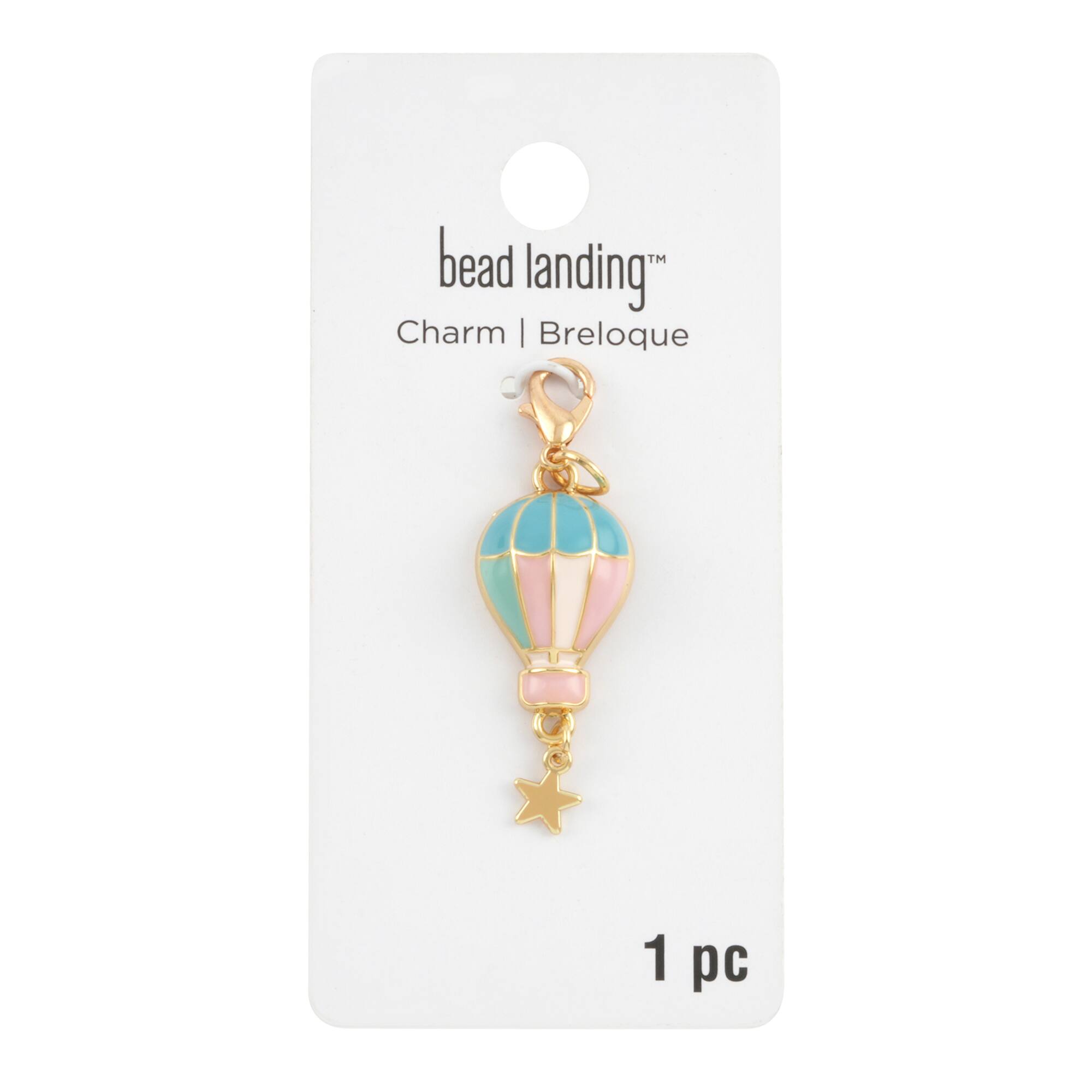 12 Pack: Gold, Pink & Blue Hot Air Balloon Charm by Bead Landing™
